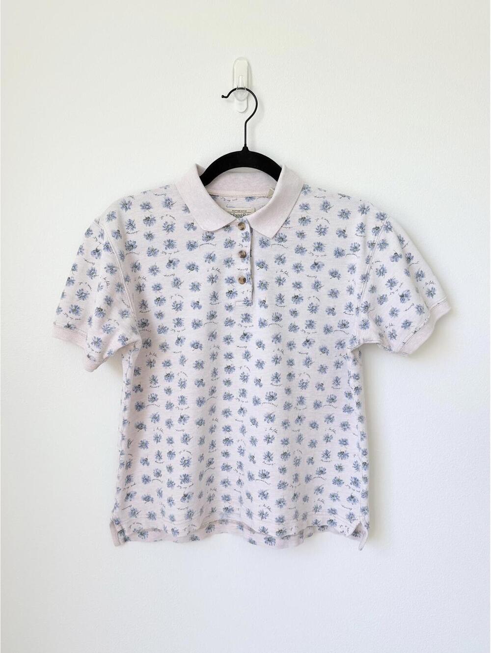 Vintage St John’s Bay Floral Polo Top – Y2K Cottagecore Baby Tee